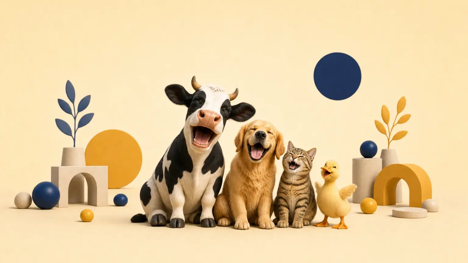 Illustration originale pour l’article « Blagues sur les animaux de la ferme : 42 idées avec vaches, poules et cochons »