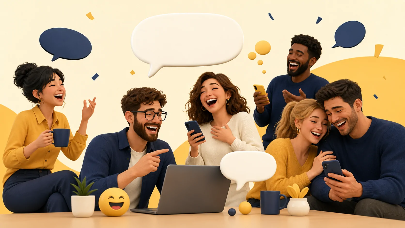 Amis et collègues partageant une blague